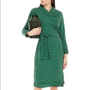 New with tags American vintage green black polka dot cotton wrap dress medium m